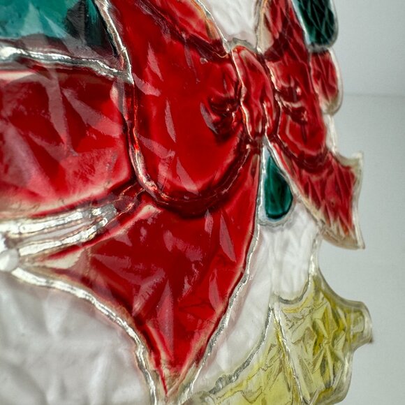 Vtg Plastic Suncatcher Stained Faux Glass Christmas Goose Duck Giftco Holiday - Picture 14 of 15